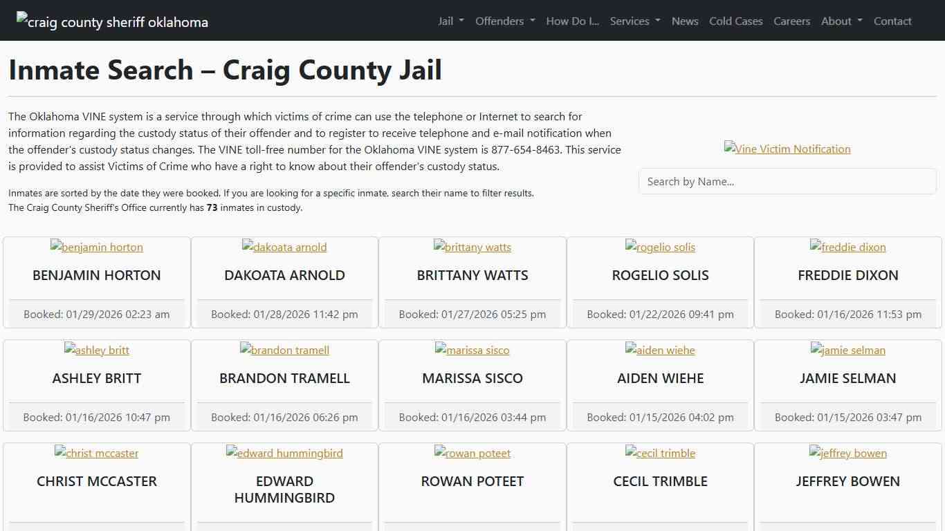 Inmate Search Craig County Sheriff's Office